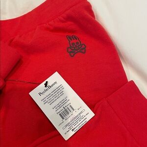 Psycho Bunny Red Joggers with Black Stripe and side pockets
